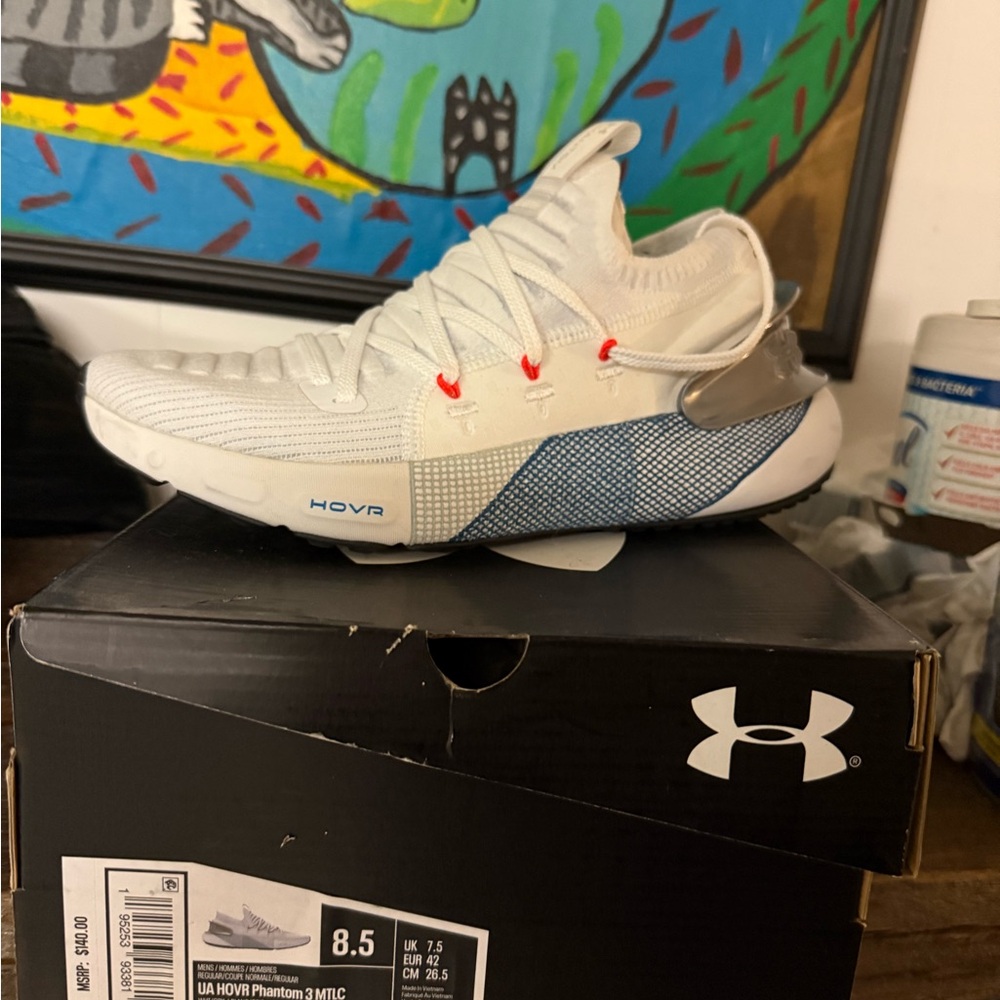 Under Armour White and Blue Athletic Shoes